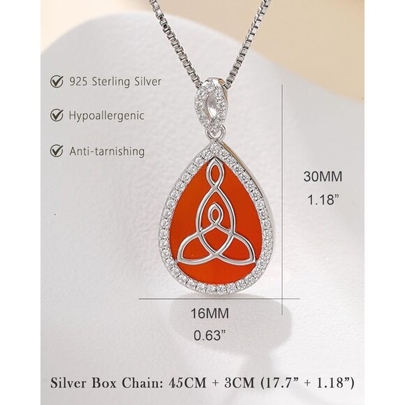 Celtic Motherhood Knot Necklace Sterling Silver Triquetra Vintage Triangle Women - Picture 6 of 7